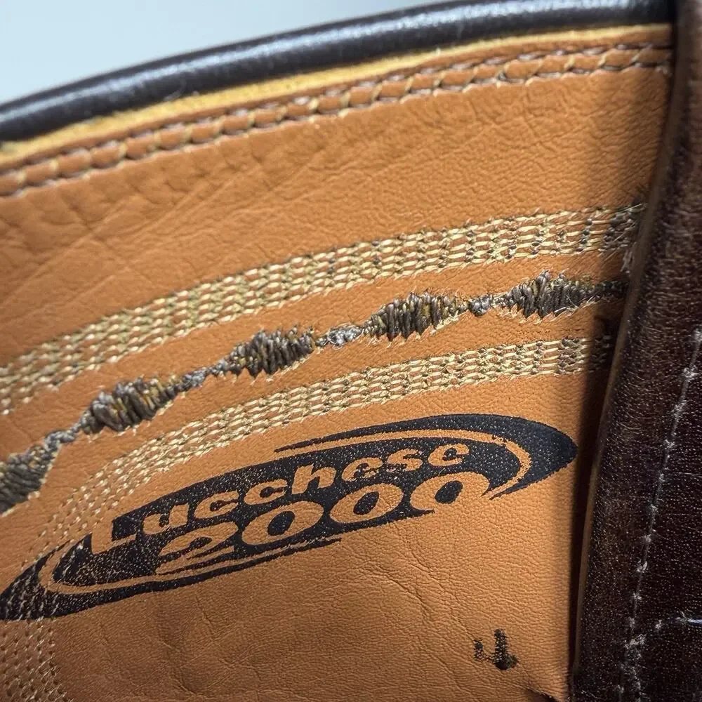 Lucchese 2000 Boots Men 9 D Brown Exotic Smooth Ostrich Cowboy Roper USA EUC